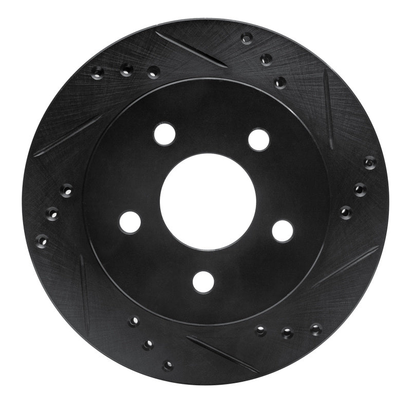 R1 90-92 Ford Taurus SHO Rear Right Drilled & Slotted Black Brake Rotor