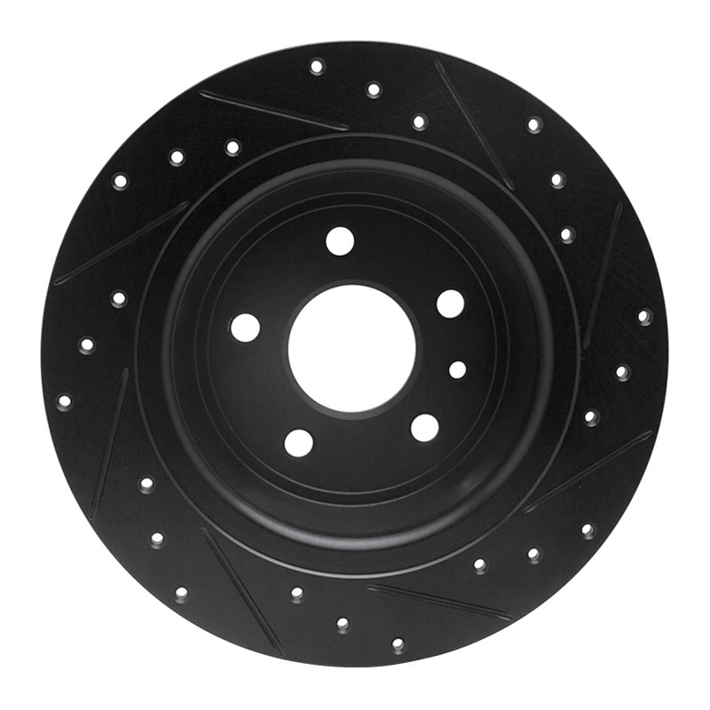 R1 13-20 Ford Fusion Rear Left Drilled & Slotted Black Brake Rotor
