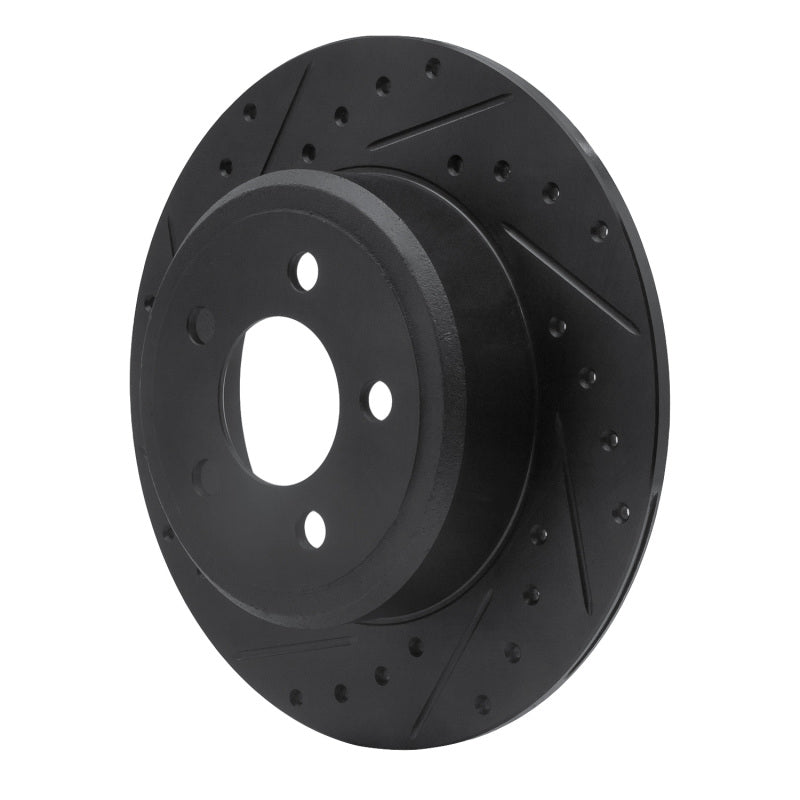 R1 05-23 Chrysler 300 Rear Left Drilled & Slotted Black Brake Rotor