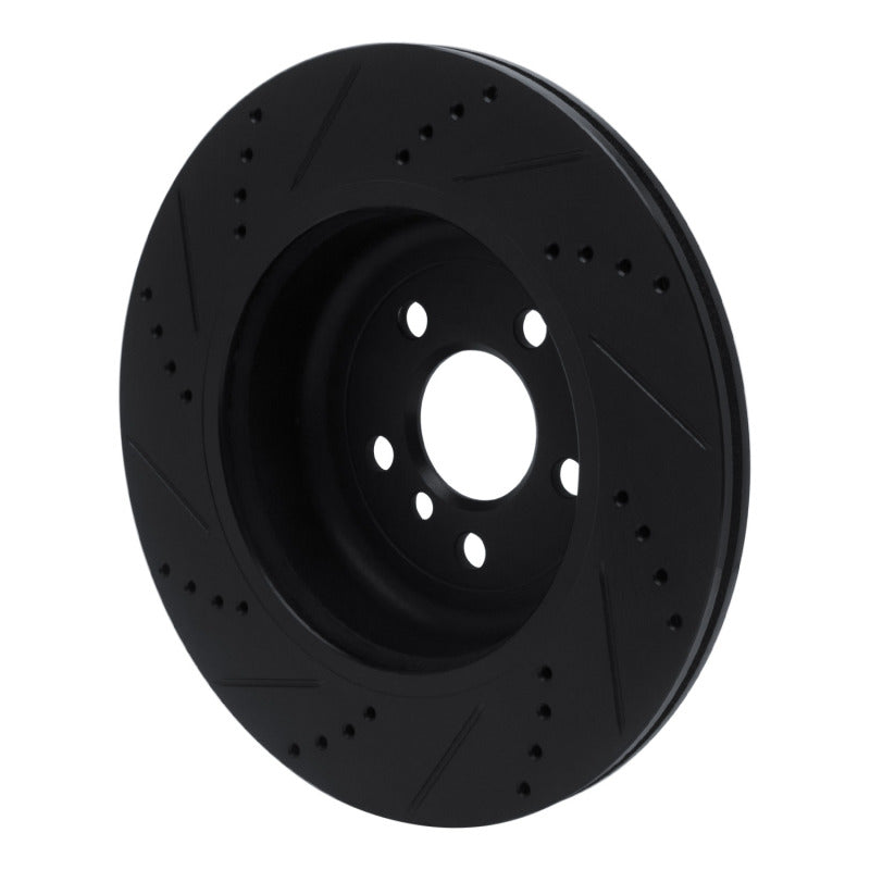 R1 17-25 BMW 530I Left Rear Drilled & Slotted Black Brake Rotor