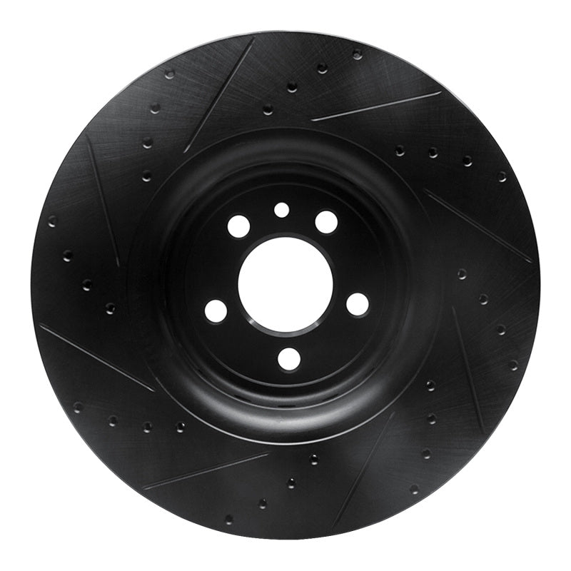 R1 14-23 Dodge Charger Front Right Drilled & Slotted Black Brake Rotor