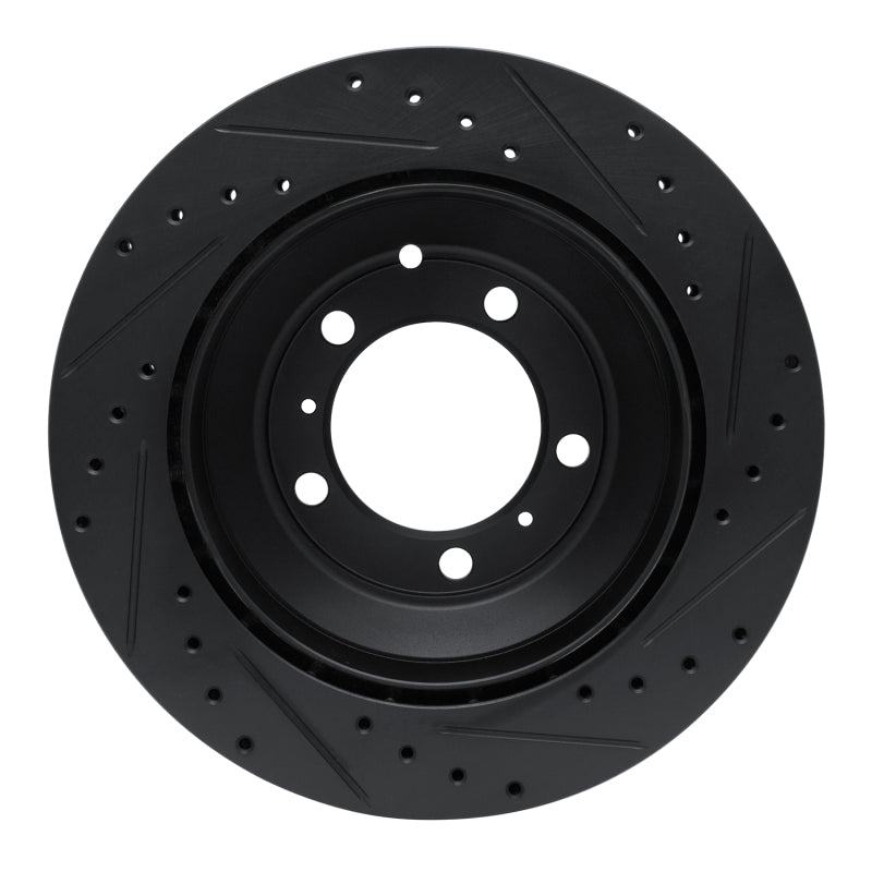 R1 -23 Porsche Cayenne Rear Left Drilled & Slotted Black Brake Rotor
