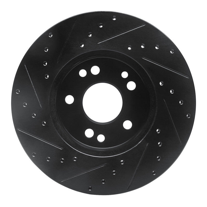 R1 90-95 Mercedes-Benz 300CE Front Right Drilled & Slotted Black Brake Rotor