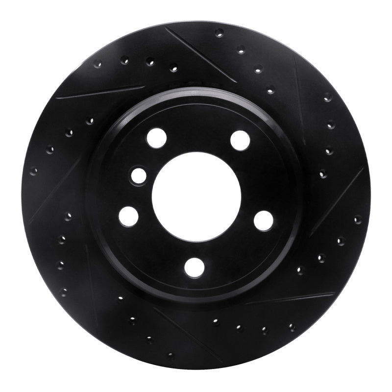 R1 02-06 BMW X5 Rear Right Drilled & Slotted Black Brake Rotor
