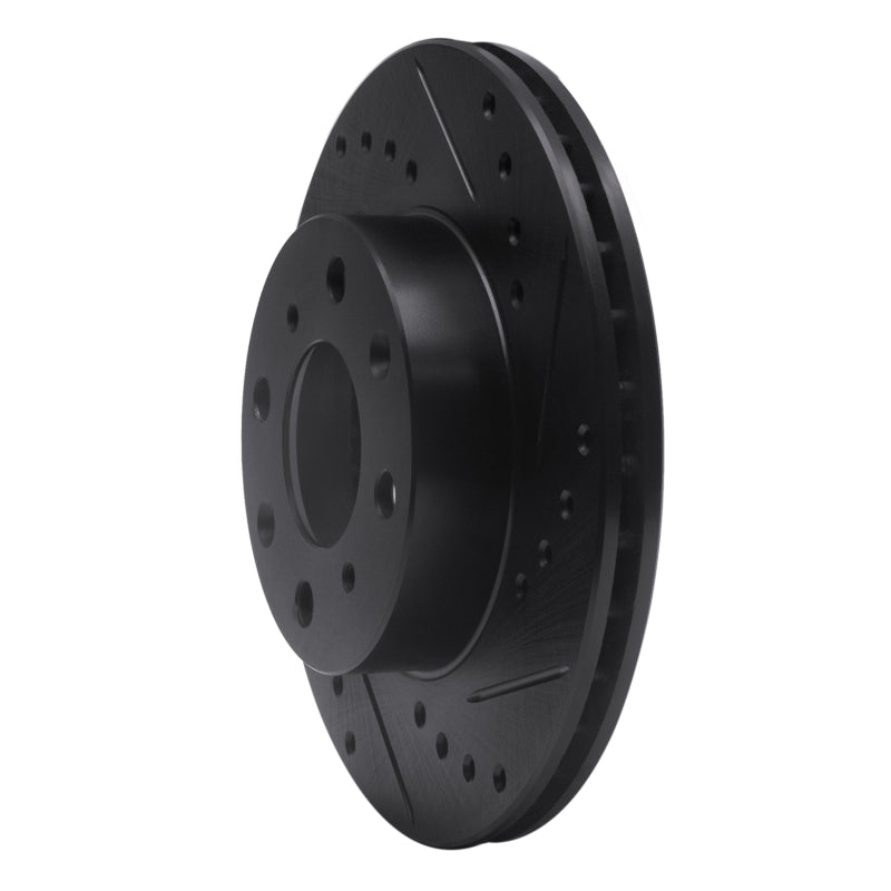 R1 84-90 Honda Accord Sedan Front Right Drilled & Slotted Black Brake Rotor