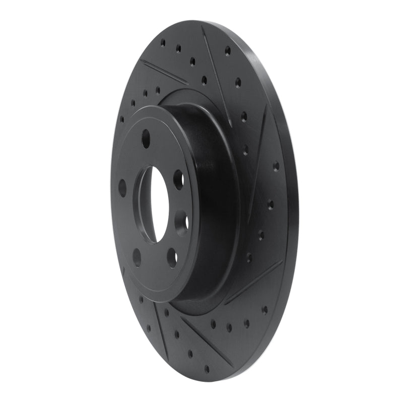 R1 15-20 Jaguar E-Pace Rear Right Drilled & Slotted Black Brake Rotor