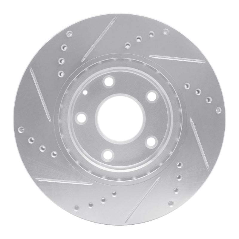 R1 14-24 Mazda 3 Front Right Drilled & Slotted Silver Brake Rotor