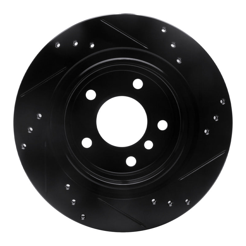 R1 03-08 BMW Z4 Rear Left Drilled & Slotted Black Brake Rotor