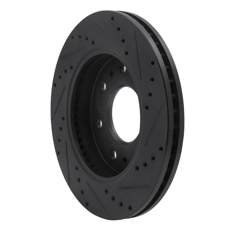 R1 09-09 Ford F-150 RWD Front Left Drilled & Slotted Black Brake Rotor