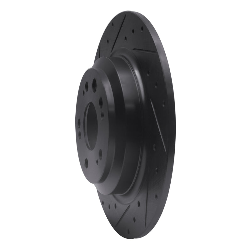 R1 09-14 Acura TL Rear Left Drilled & Slotted Black Brake Rotor