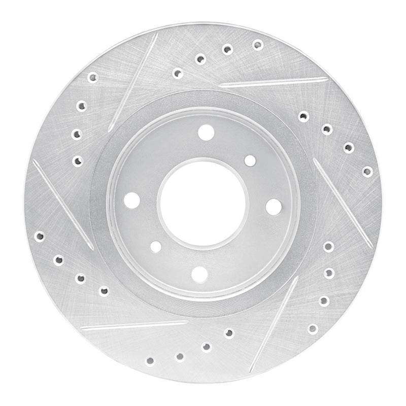 R1 90-92 Infiniti M30 Front Right Drilled & Slotted Silver Brake Rotor