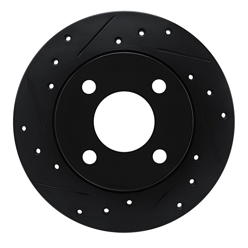 R1 78-90 Dodge Omni Front Left Drilled & Slotted Black Brake Rotor
