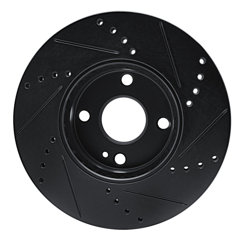 R1 16-25 Mazda 2 (Mexico) Front Left Drilled & Slotted Black Brake Rotor