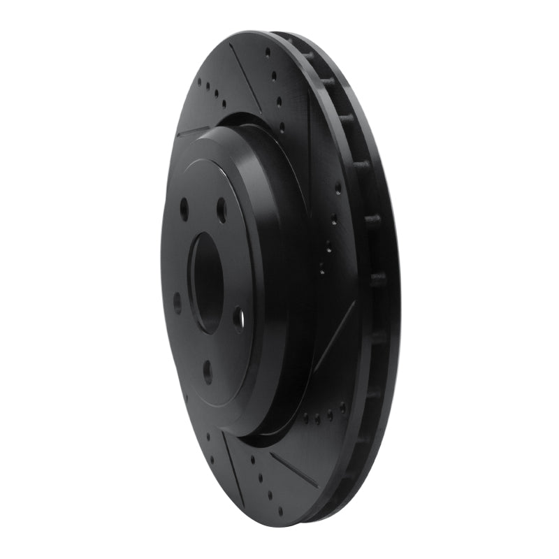 R1 12-25 Dodge Durango Rear Right Drilled & Slotted Black Brake Rotor
