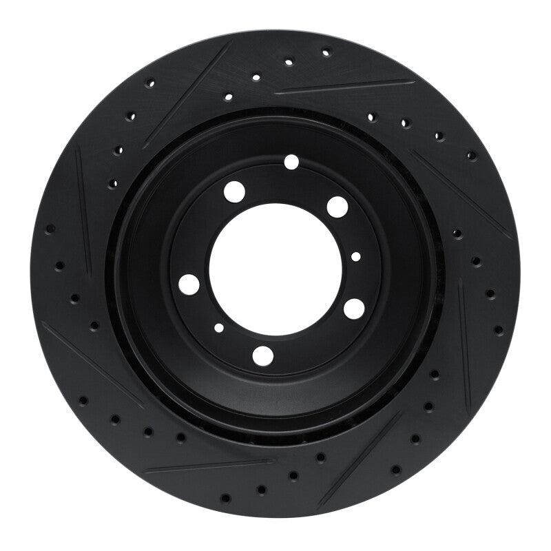 R1 -23 Porsche Cayenne Rear Right Drilled & Slotted Black Brake Rotor