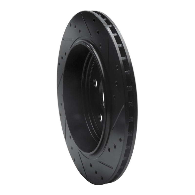 R1 11-25 Dodge Durango Rear Left Drilled & Slotted Black Brake Rotor