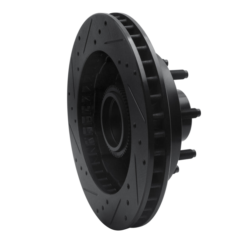 R1 1994-1999 Dodge Ram 2500 Front Right Drilled & Slotted Black Brake Rotor