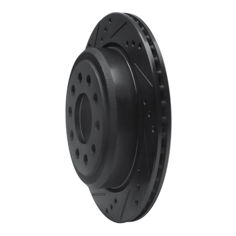 R1 03-11 Lincoln Town Car Rear Left Drilled & Slotted Black Brake Rotor
