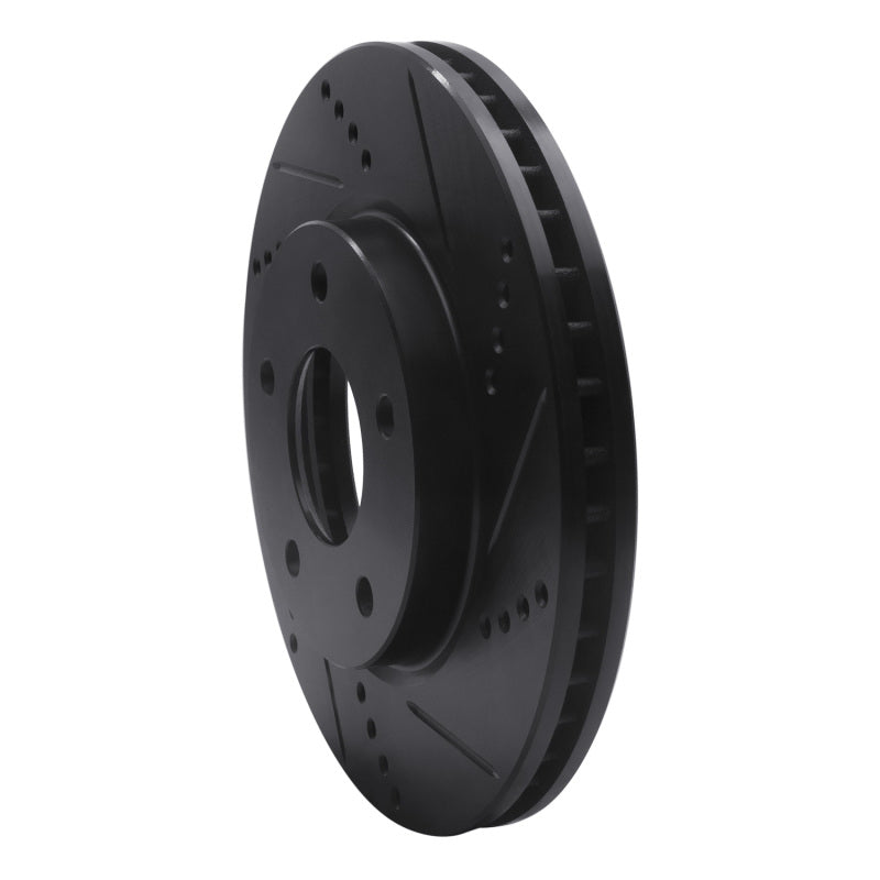 R1 07-17 Dodge CALIBER Front Right Drilled & Slotted Black Brake Rotor