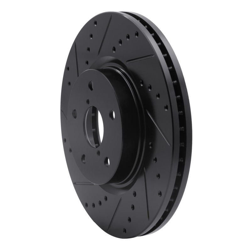 R1 06-21 Subaru Tribeca Front Left Drilled & Slotted Black Brake Rotor
