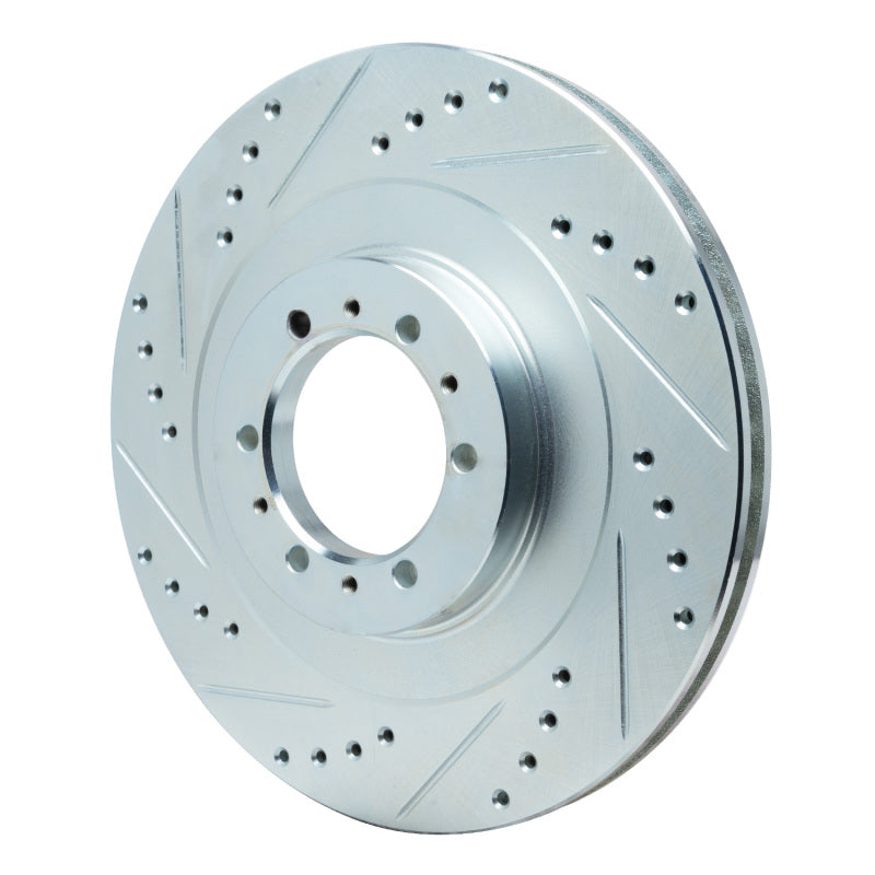 R1 98-04 Mitsubishi Montero Front Left Drilled & Slotted Silver Brake Rotor