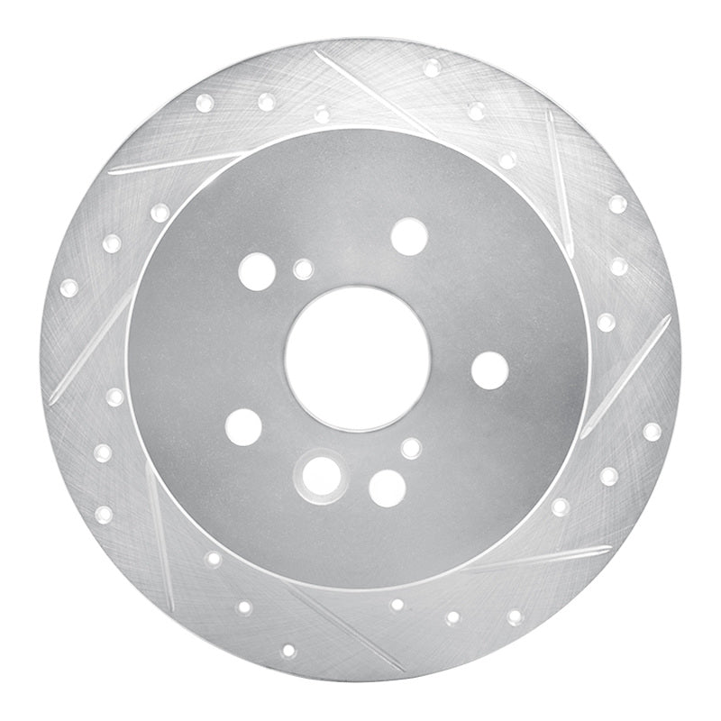 R1 04-05 Toyota RAV4 Rear Right Drilled & Slotted Silver Brake Rotor