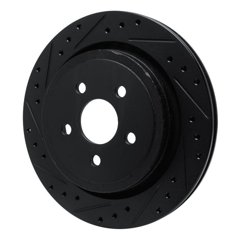 R1 89-95 Chrysler LeBaron Rear Left Drilled & Slotted Black Brake Rotor