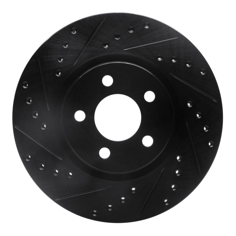 R1 03-09 Chrysler PT Cruiser Front Left Drilled & Slotted Black Brake Rotor