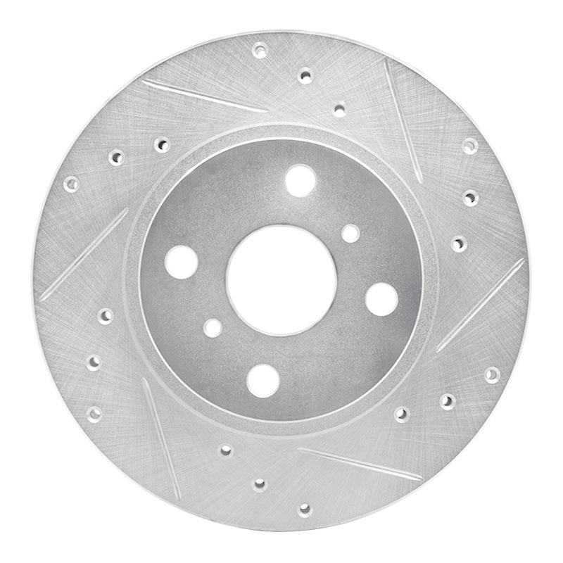 R1 87-92 Geo Prizm Front Right Drilled & Slotted Silver Brake Rotor