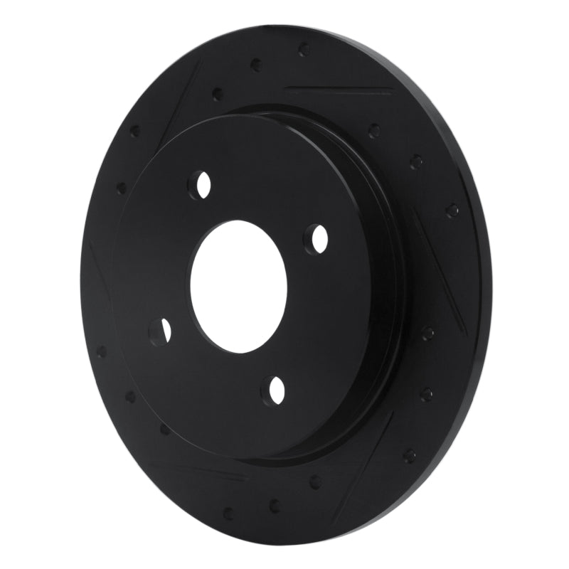 R1 01-19 Ford Fiesta (USA/Canada) Rear Left Drilled & Slotted Black Brake Rotor