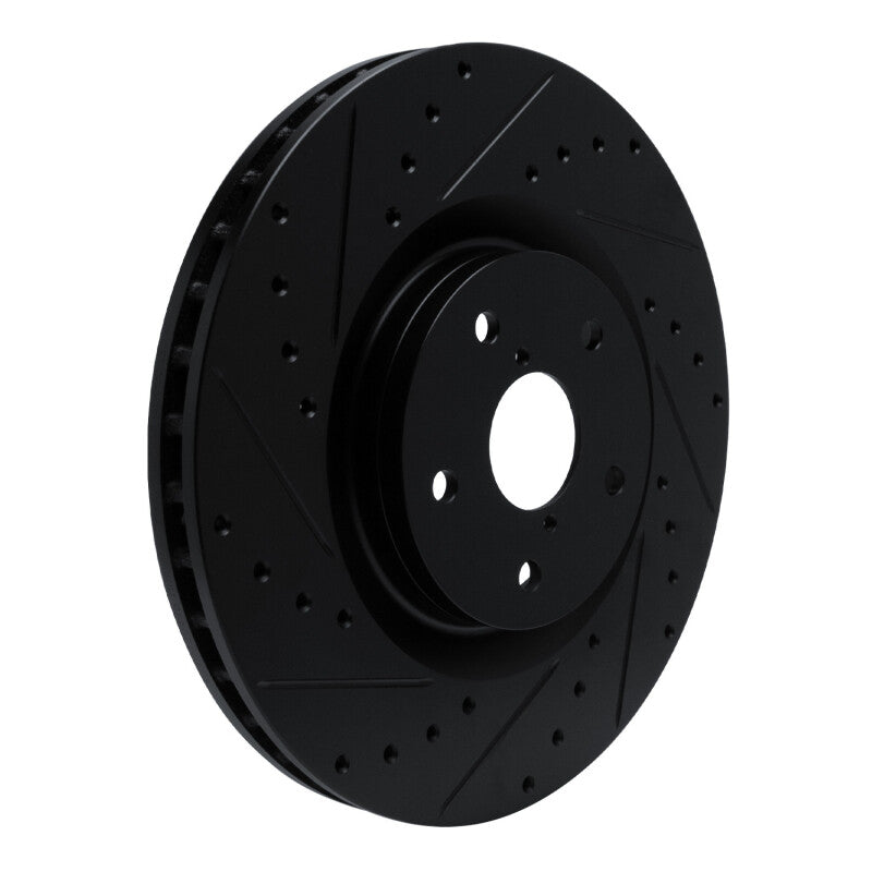 R1 -23 Subaru Ascent Front Left Drilled & Slotted Black Brake Rotor