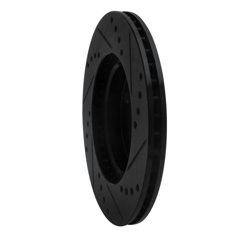 R1 00-05 Toyota Echo Front Left Drilled & Slotted Black Brake Rotor