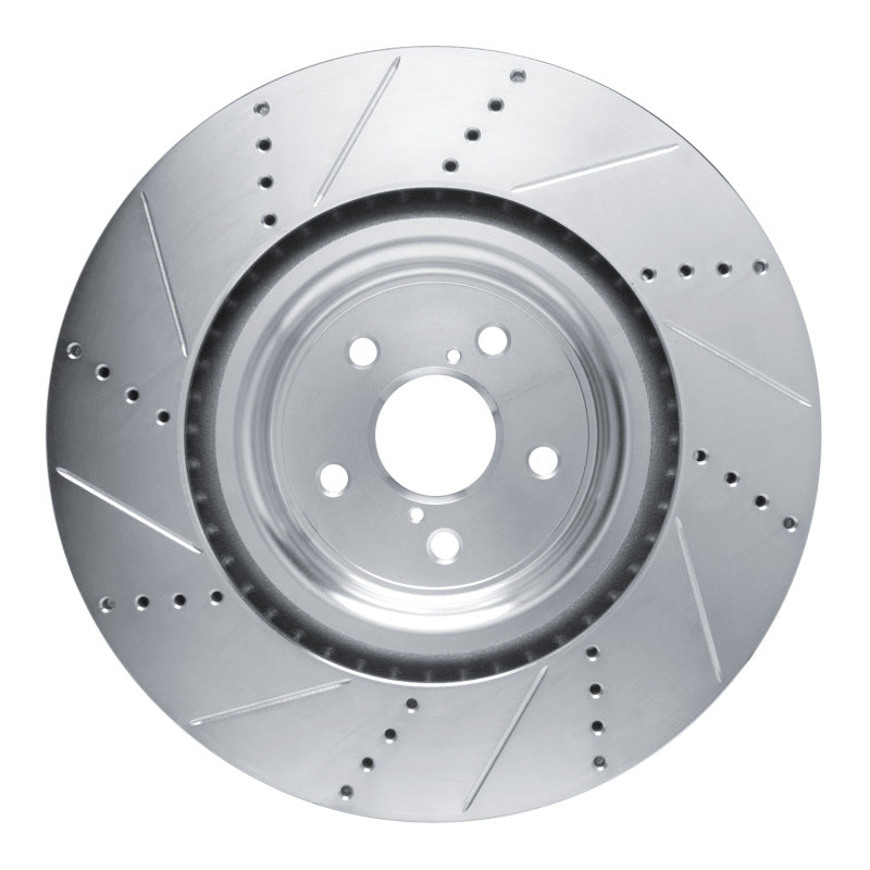 R1 15-22 Lexus RC F Right Front Drilled & Slotted Silver Brake Rotor