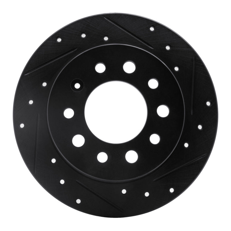 R1 03-08 Hyundai Tiburon Rear Right Drilled & Slotted Black Brake Rotor