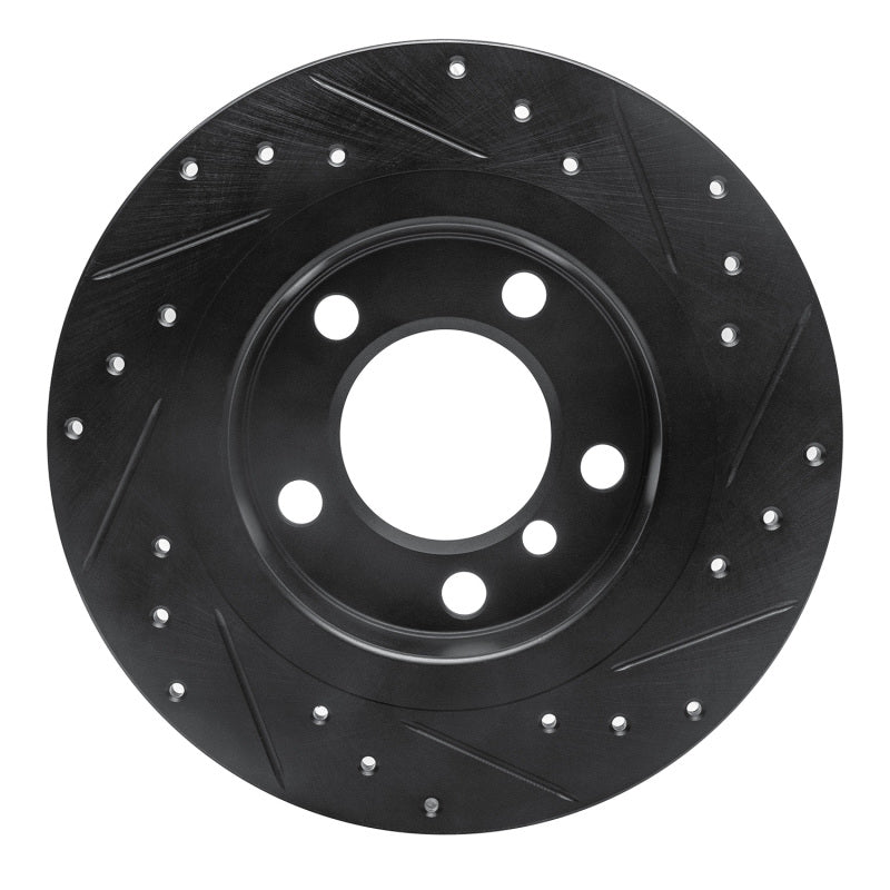 R1 11-16 Mini Cooper Paceman Rear Left Drilled & Slotted Black Brake Rotor