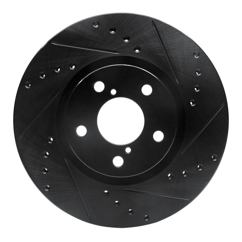 R1 17-23 Subaru Impreza Front Right Drilled & Slotted Black Brake Rotor