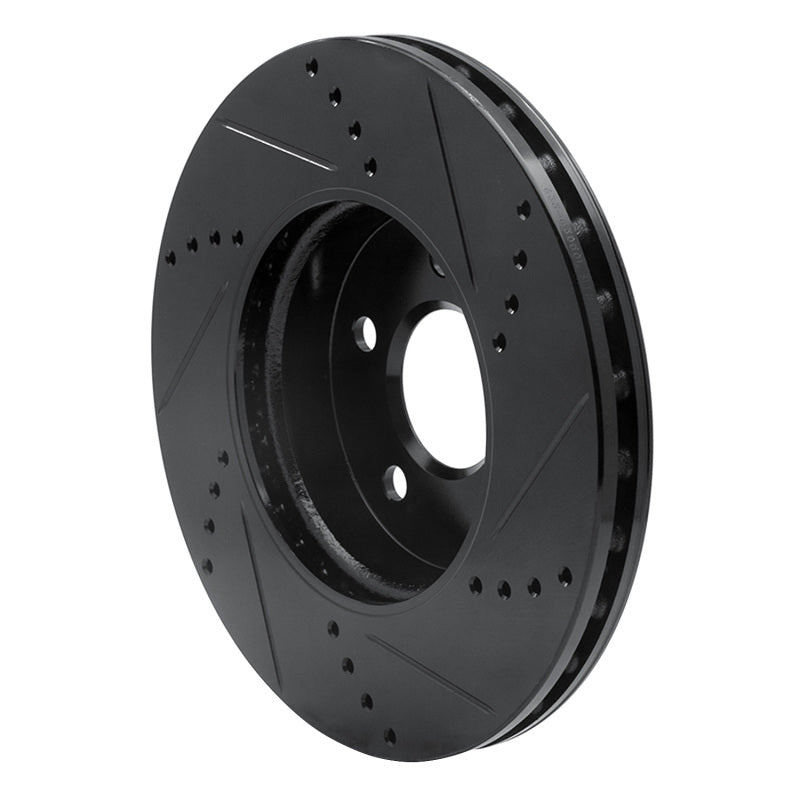 R1 03-09 Mercedes-Benz E320 Front Left Drilled & Slotted Black Brake Rotor