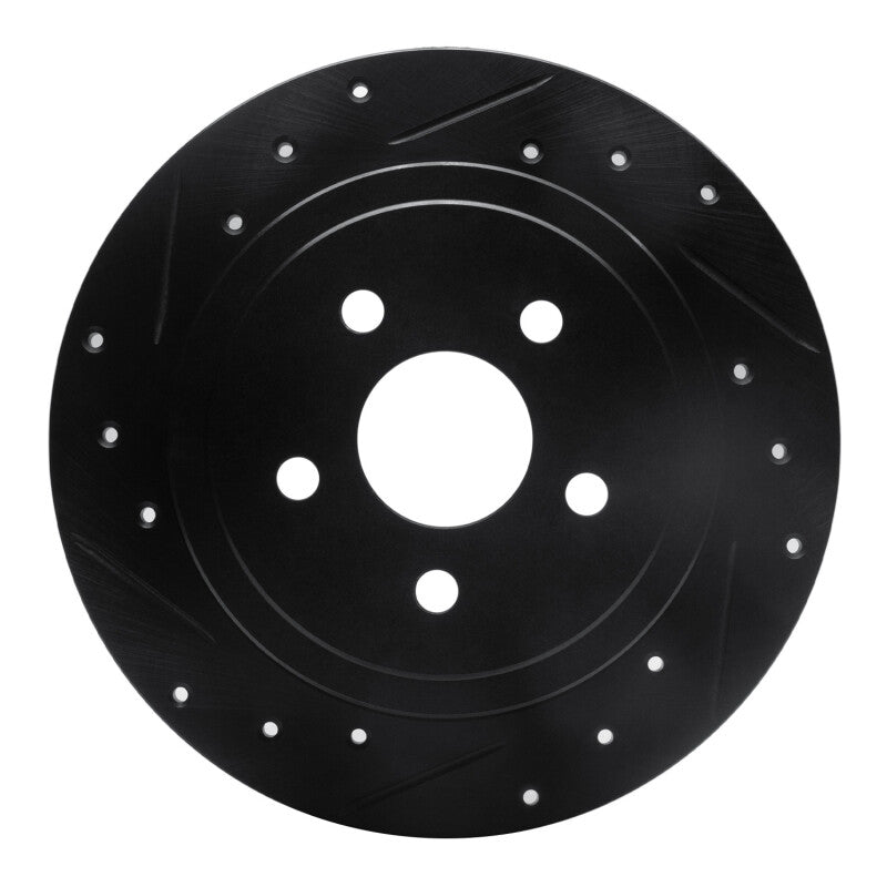 R1 88-95 Chrysler New Yorker Rear Left Drilled & Slotted Black Brake Rotor