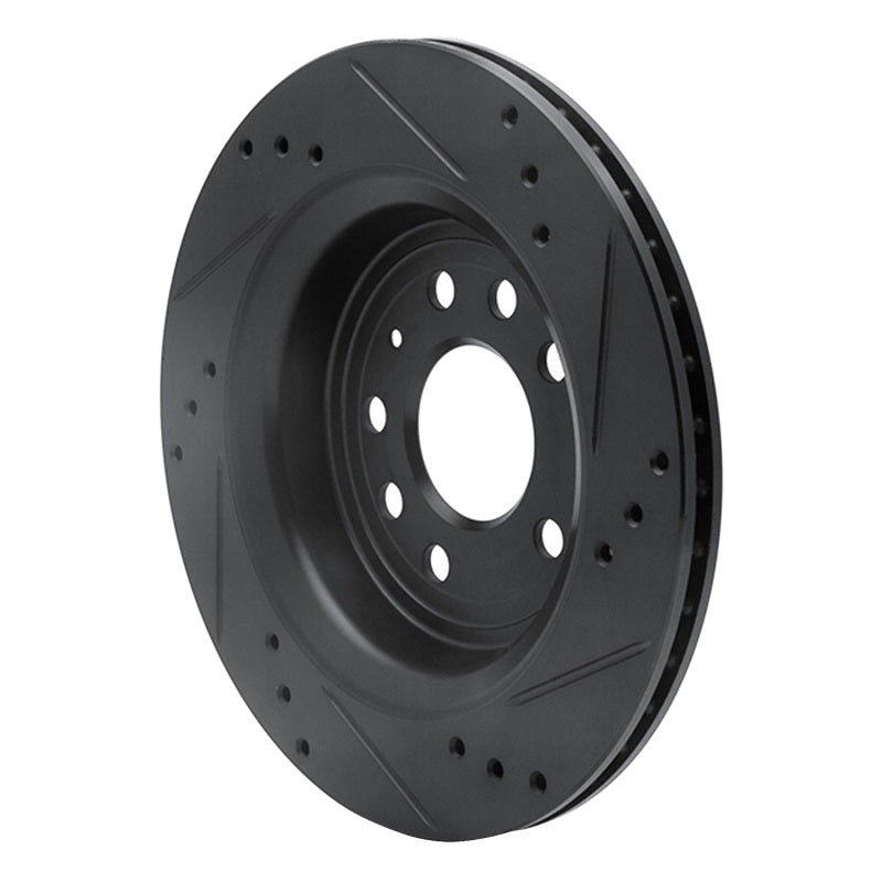 R1 03-11 Cadillac BLS (Mexico) Rear Left Drilled & Slotted Black Brake Rotor
