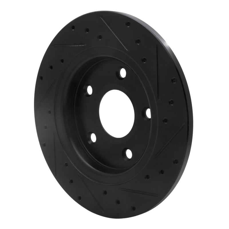 R1 08-16 Chrysler Town & Country Rear Left Drilled & Slotted Black Brake Rotor