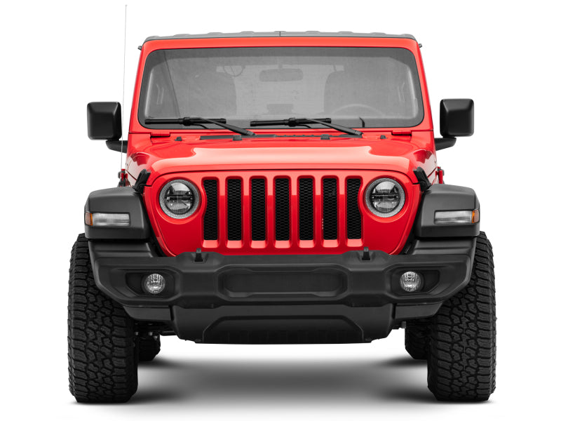 Raxiom 18-22 Jeep Wrangler JL/JT Axial 9-Inch LED Headlights w/RGB Halo- Black Housing (Clear Lens)