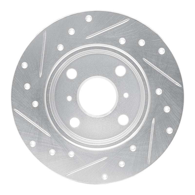 R1 85-86 Toyota MR2 Rear Right Drilled & Slotted Silver Brake Rotor