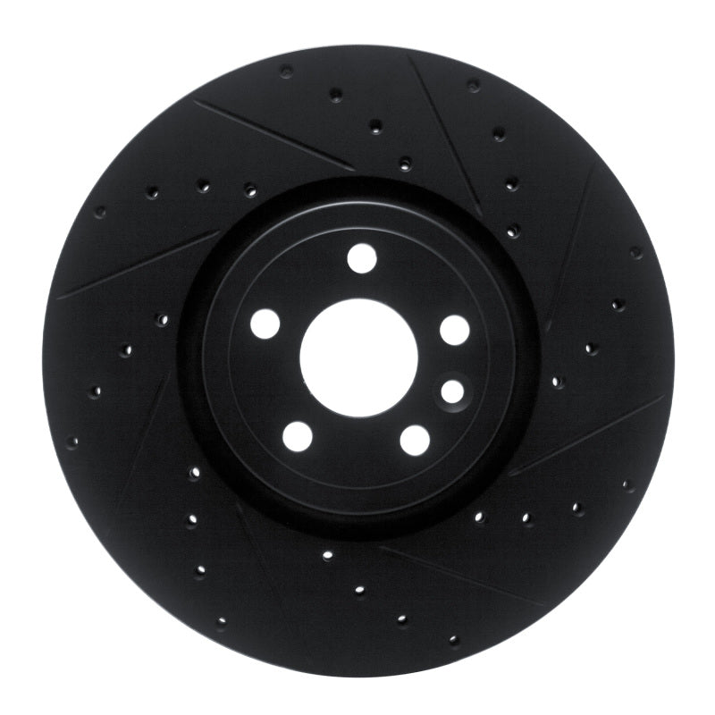 R1 2017-2020 Jaguar F-Pace Front Right Drilled & Slotted Black Brake Rotor