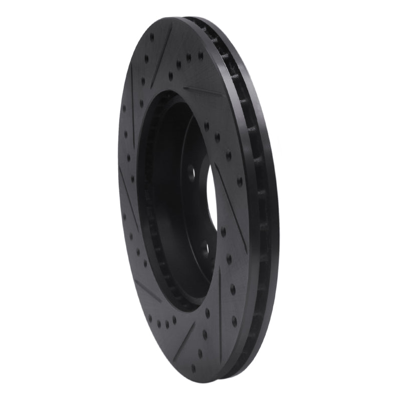 R1 84-95 Mercedes-Benz 260E Front Right Drilled & Slotted Black Brake Rotor