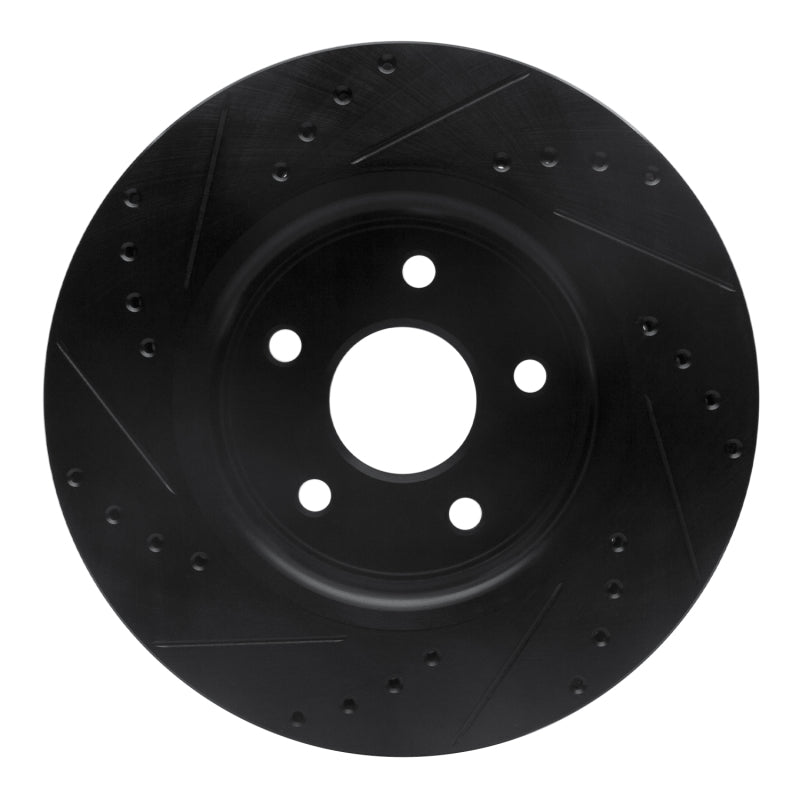 R1 05-10 Jeep Commander Front Right Drilled & Slotted Black Brake Rotor