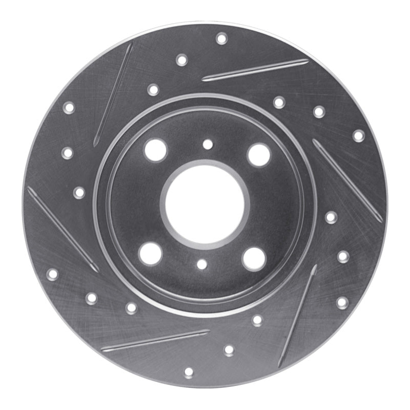 R1 83-90 Toyota Tercel Front Right Drilled & Slotted Silver Brake Rotor
