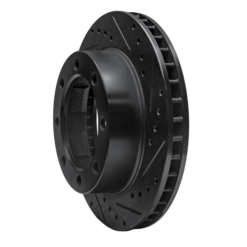 R1 80-94 Ford F-350 4WD (Excl Super Duty) Front Right Drilled & Slotted Black Brake Rotor