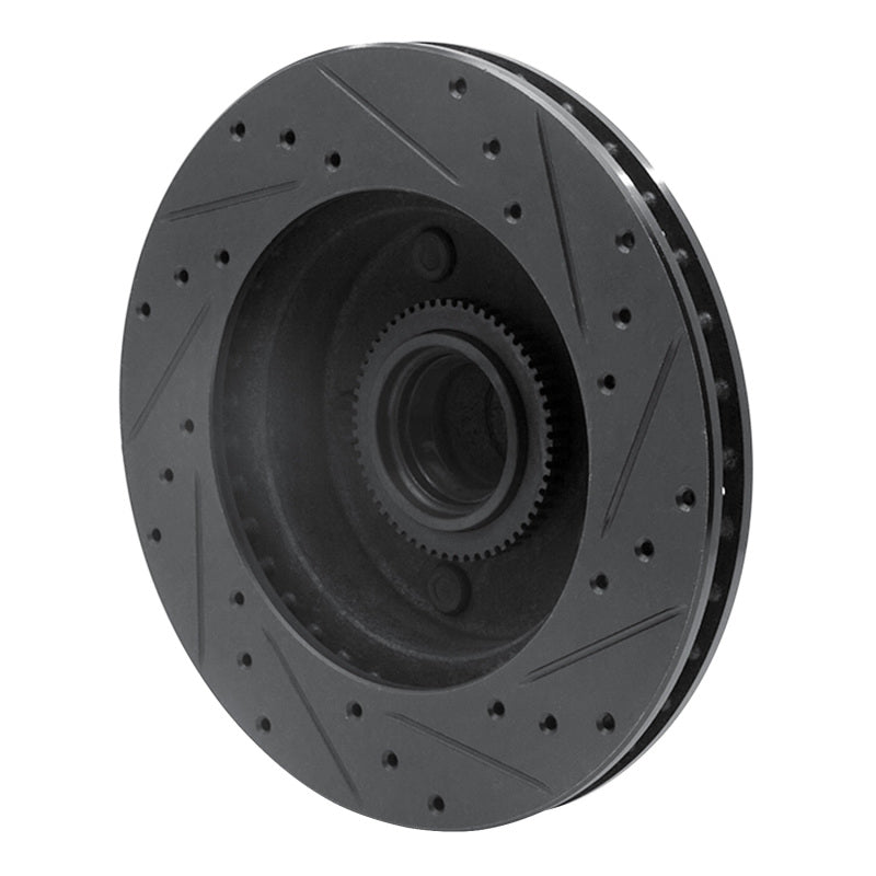 R1 94-03 Ford E-150 Econoline Front Left Drilled & Slotted Black Brake Rotor