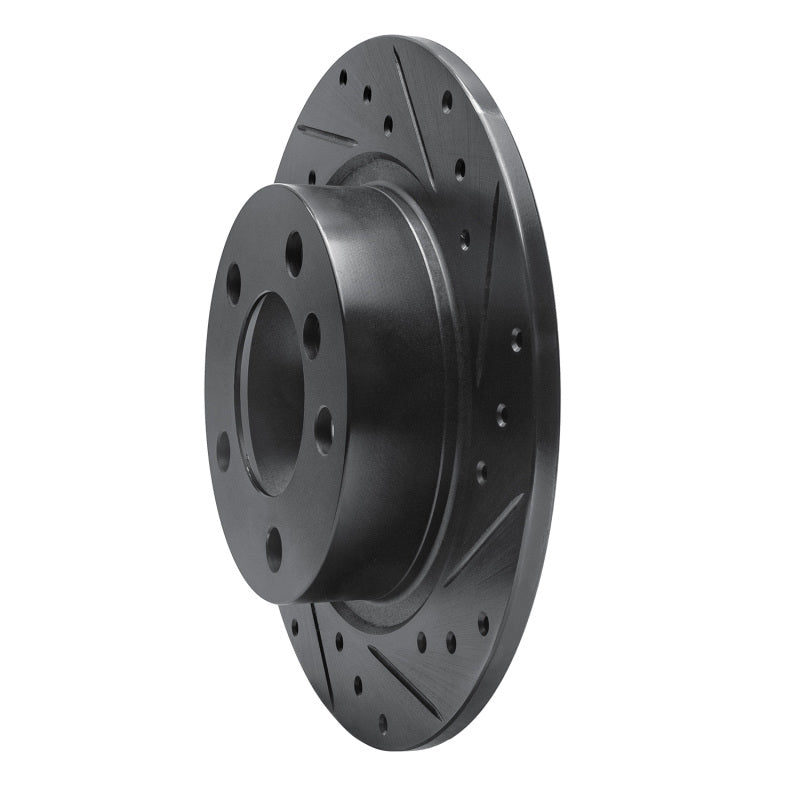 R1 11-16 Mini Cooper Countryman Rear Right Drilled & Slotted Black Brake Rotor