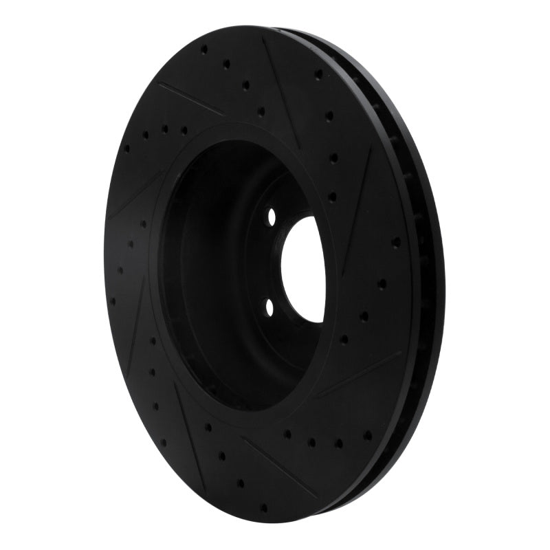 R1 04-10 BMW 550I Front Left Drilled & Slotted Black Brake Rotor